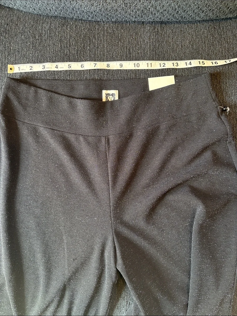 Anne Klein Black Metallic Fleck Wide-Leg Pants